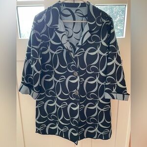 Winding River reversible jacket blue black abstract design large